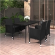 Afuera Living Contemporary PE Rattan Durable Garden Dining Set in Black