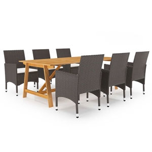 Afuera Living Contemporary Solid Wood Dining Set in Brown/Cream White