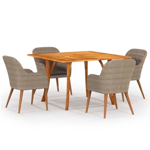 Afuera Living Solid Acacia Wood Medium Collapsible Dining Set in Brown