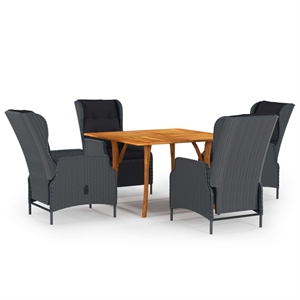 Afuera Living Solid Acacia Wood Medium Dining Set Square Dining Set in Dark Gray