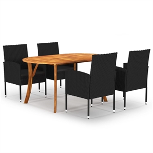 Afuera Living Solid Acacia Wood/PE Rattan Dining Set in Black