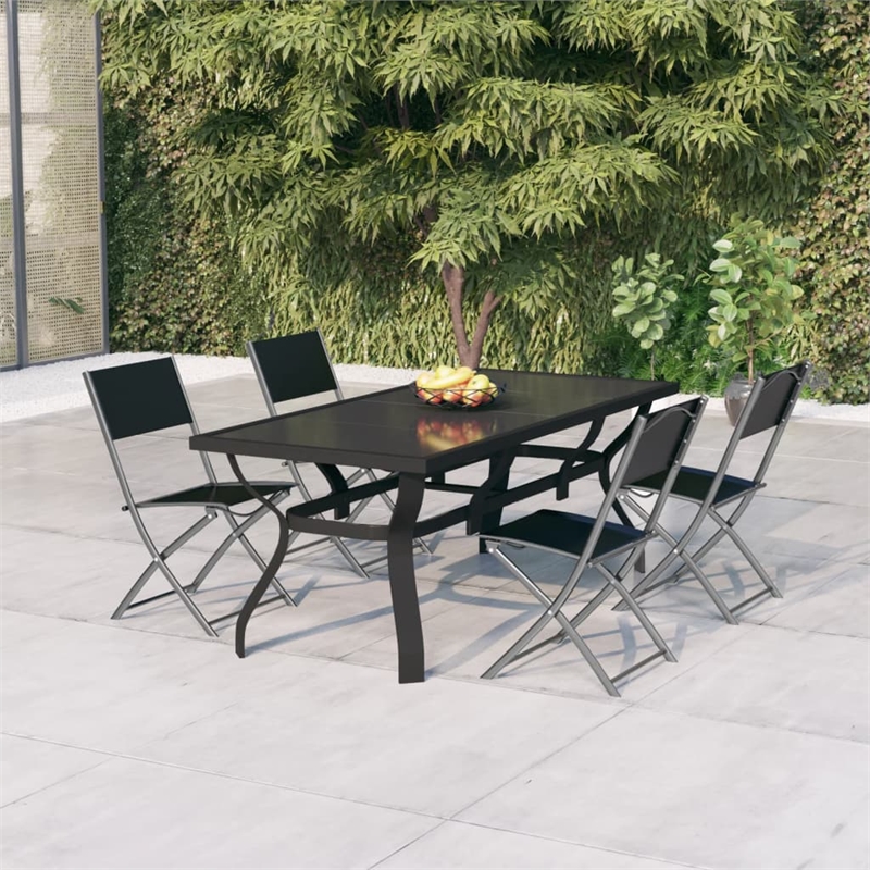 Afuera Living Powder-Coated Steel Standard Foldable Garden Dining Set in Gray