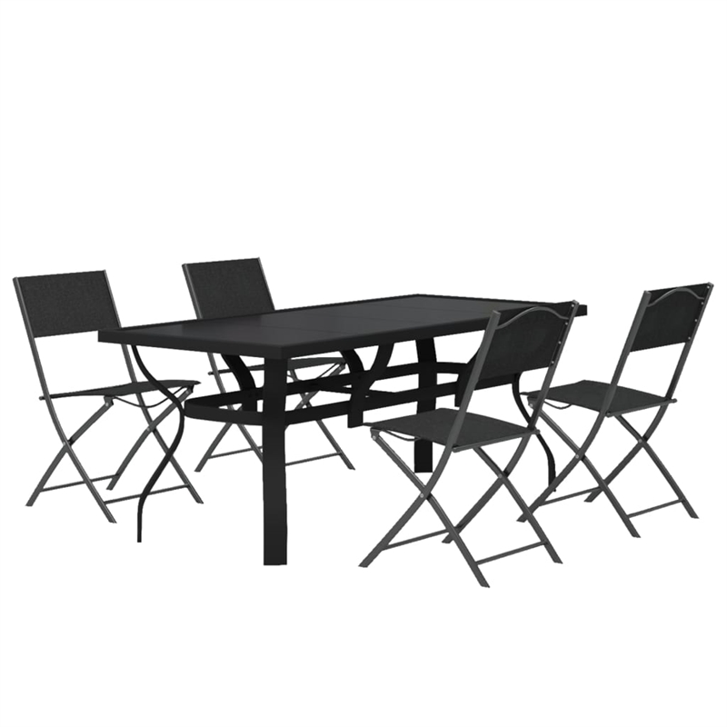 Afuera Living Powder-Coated Steel Standard Foldable Garden Dining Set in Gray