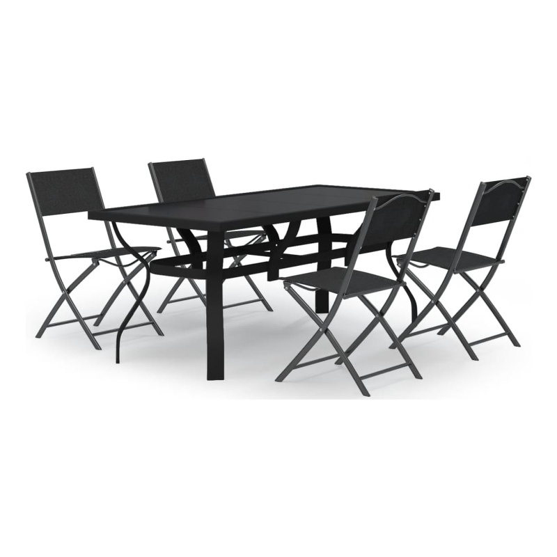 Afuera Living Powder-Coated Steel Standard Foldable Garden Dining Set in Gray