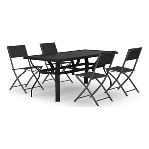 Afuera Living Powder-Coated Steel Standard Foldable Garden Dining Set in Gray