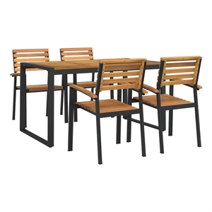 Afuera Living Contemporary Garden Dining Set Natural Wood and in Black