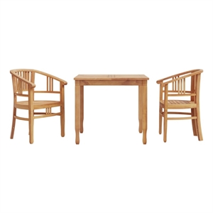Afuera Living Garden Dining Set Wooden in Brown Solid Teak Wood