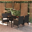 Afuera Living Contemporary Synthetic Poly Rattan Garden Dining Set in Black