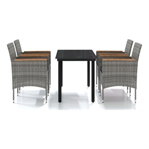 Afuera Living Contemporary Garden Dining Set in Gray and in Black