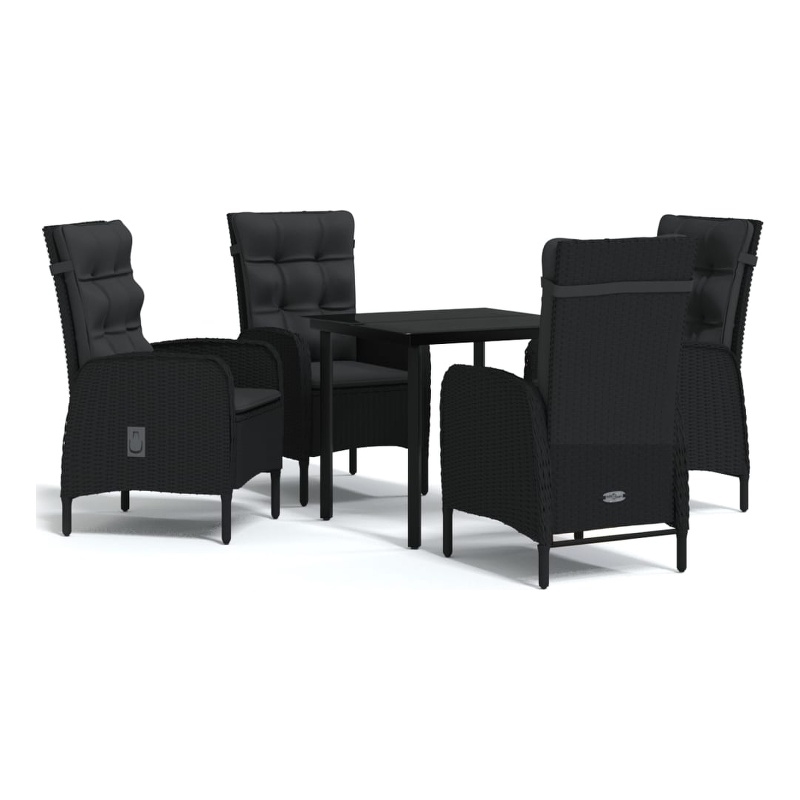 Afuera Living Contemporary PE Rattan Garden Dining Set in Black