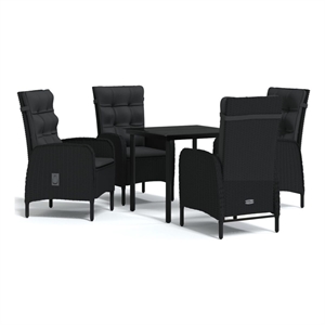 Afuera Living Contemporary PE Rattan Garden Dining Set in Black