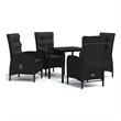 Afuera Living Contemporary PE Rattan Garden Dining Set in Black