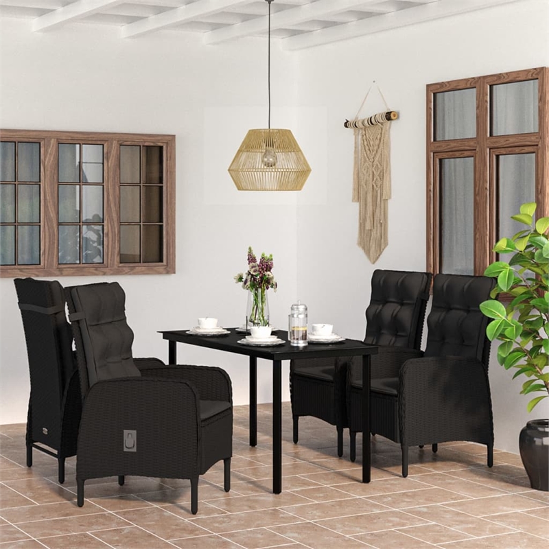 Afuera Living Contemporary Medium PE Rattan Garden Dining Set in Black