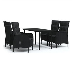 Afuera Living Contemporary Medium PE Rattan Garden Dining Set in Black