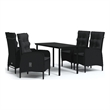 Afuera Living Contemporary Medium PE Rattan Garden Dining Set in Black