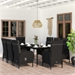 Afuera Living PE Rattan/Powder-Coated Steel/Glass Garden Dining Set in Black