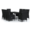 Afuera Living PE Rattan/Powder-Coated Steel/Glass Garden Dining Set in Black