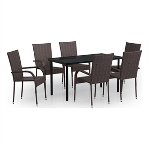 Afuera Living Contemporary Garden Dining Set in Brown and in Black