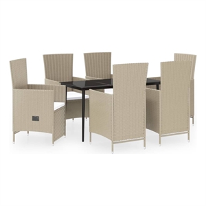 Afuera Living Patio Dining Set in Beige and in Black/Cream White Cushions