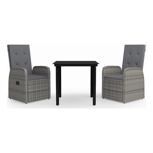 Afuera Living Contemporary Garden Dining Set in Gray and in Black