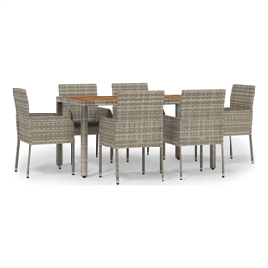 Afuera Living Contemporary PE Rattan Garden Dining Set in Gray