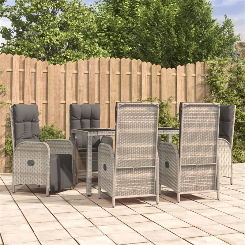 Afuera Living 7 Pieces PE Rattan Garden Dining Set Garden Dining Set in Gray