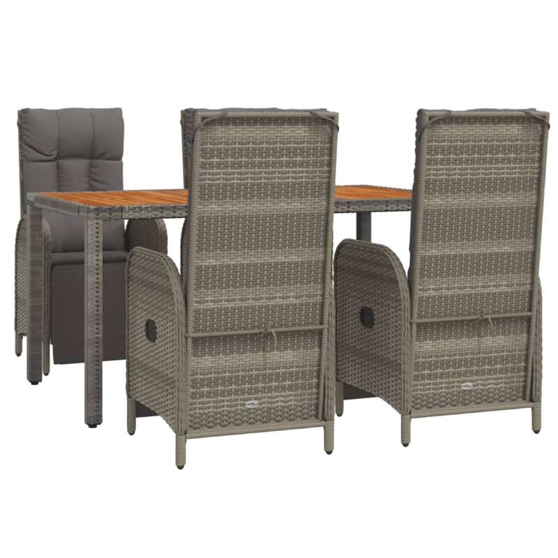 Afuera Living PE Rattan Standard Adjustable Footrests Garden Dining Set in Gray