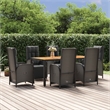 Afuera Living Contemporary Synthetic Poly Rattan Garden Dining Set in Black