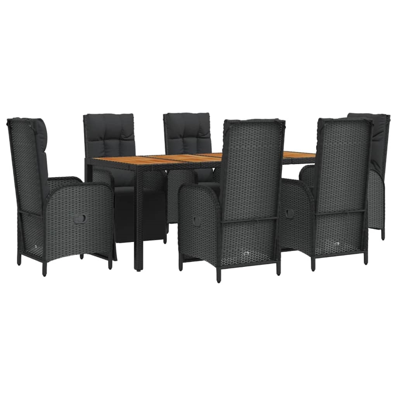 Afuera Living Contemporary Synthetic Poly Rattan Garden Dining Set in Black