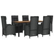 Afuera Living Contemporary Synthetic Poly Rattan Garden Dining Set in Black