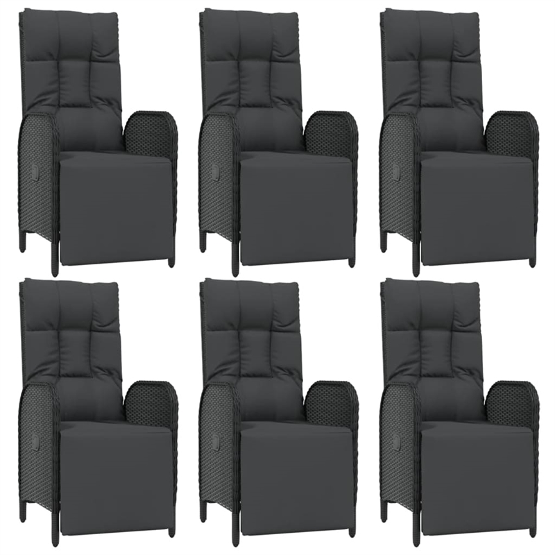 Afuera Living Contemporary Synthetic Poly Rattan Garden Dining Set in Black