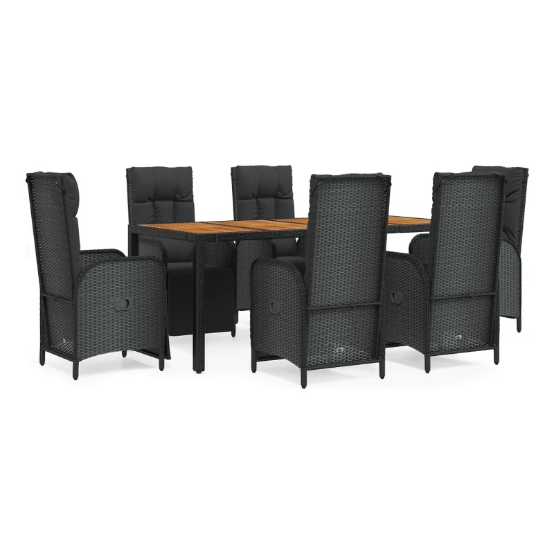 Afuera Living Contemporary Synthetic Poly Rattan Garden Dining Set in Black