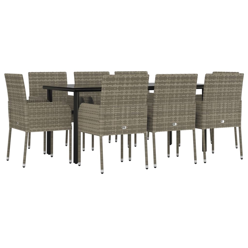 Afuera Living PE Rattan 9 Piece Set Modular Garden Dining Set in Black