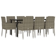 Afuera Living PE Rattan 9 Piece Set Modular Garden Dining Set in Black
