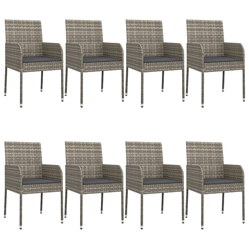 Afuera Living PE Rattan 9 Piece Set Modular Garden Dining Set in Black