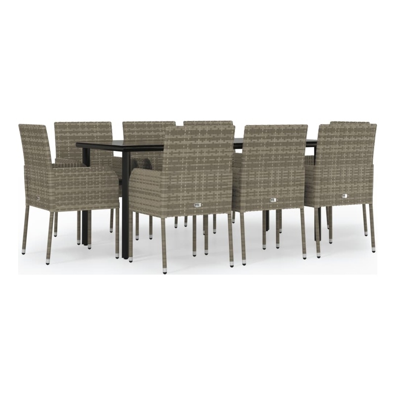 Afuera Living PE Rattan 9 Piece Set Modular Garden Dining Set in Black
