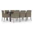 Afuera Living PE Rattan 9 Piece Set Modular Garden Dining Set in Black