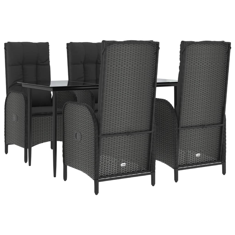 Afuera Living Contemporary Synthetic Poly Rattan Patio Dining Set in Black