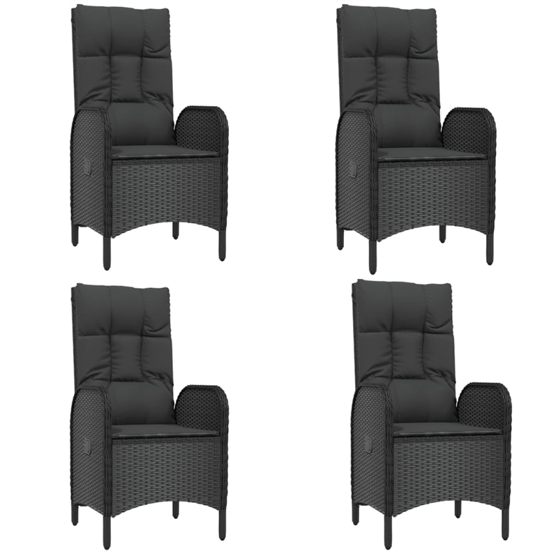 Afuera Living Contemporary Synthetic Poly Rattan Patio Dining Set in Black