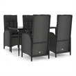 Afuera Living Contemporary Synthetic Poly Rattan Patio Dining Set in Black