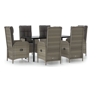 Afuera Living Contemporary Garden Dining Set in Black and in Gray