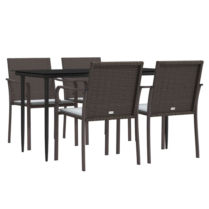 Afuera Living Contemporary Synthetic Poly Rattan Garden Dining Set in Brown