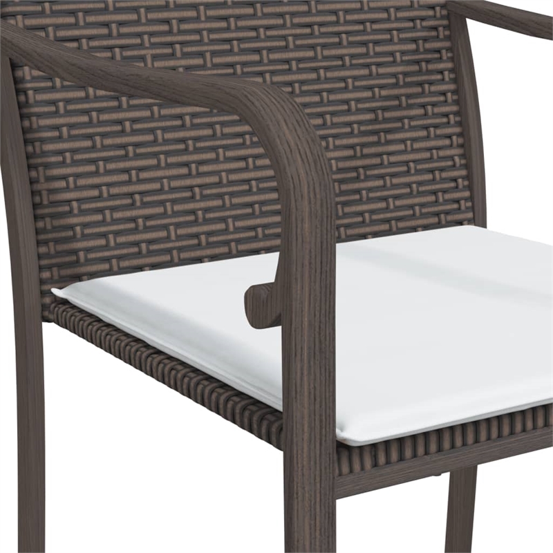 Afuera Living Contemporary Synthetic Poly Rattan Garden Dining Set in Brown