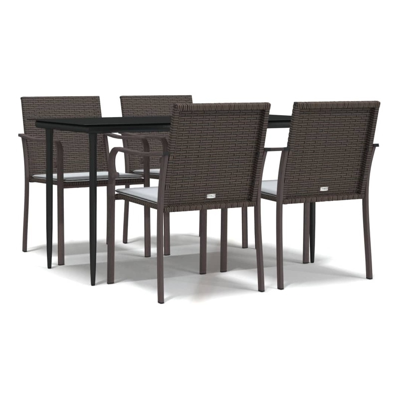 Afuera Living Contemporary Synthetic Poly Rattan Garden Dining Set in Brown