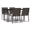 Afuera Living Contemporary Synthetic Poly Rattan Garden Dining Set in Brown