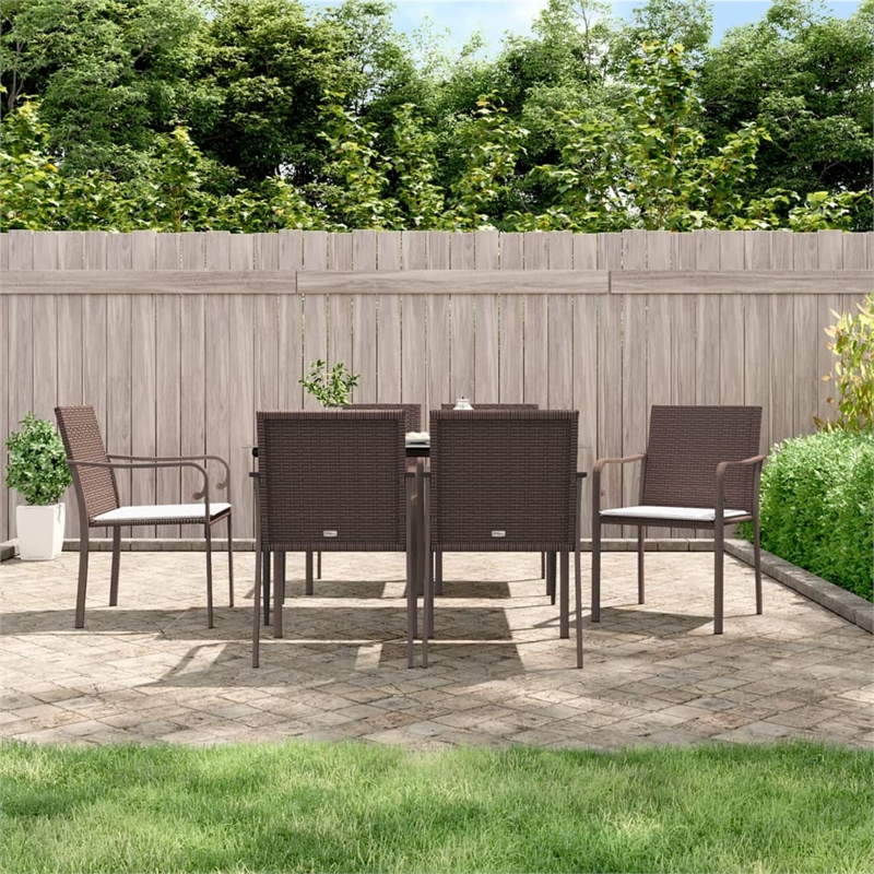 Afuera Living Contemporary Synthetic Poly Rattan Garden Dining Set in Brown