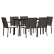 Afuera Living Contemporary Synthetic Poly Rattan Garden Dining Set in Brown