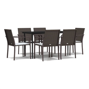 Afuera Living Contemporary Synthetic Poly Rattan Garden Dining Set in Brown
