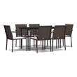 Afuera Living Contemporary Synthetic Poly Rattan Garden Dining Set in Brown