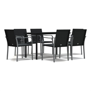 Afuera Living Contemporary Garden Dining Set in Black/Dark Gray